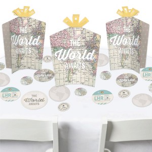 Big Dot of Happiness World Awaits - Travel Themed Party Decor and Confetti - Terrific Table Centerpiece Kit - Set of 30 - 1 of 4