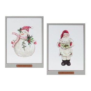 Christmas Santa and Snowman Framed Wall Signs – Set of 2 by Melrose - 1 of 3