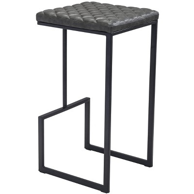 Gray Wood and Metal Backless Bar Stool