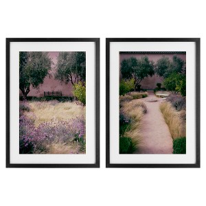 Stupell Industries Natural Paradise Garden Benches 2pc Framed Print Under Glass Set - 1 of 4