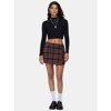 EXLURA Womens Button Bodycon Mini Skirt Sexy Night Club High Waist Elastic Y2K Fall Winter Plaid Skirts - 3 of 4