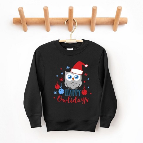 The Juniper Shop Happy Owlidays Youth Graphic Sweatshirt - Xs - Black ...