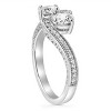 Pompeii3 1 ct Two Stone Forever Us Vintage Diamond Engagement Ring 14k White Gold - 2 of 4