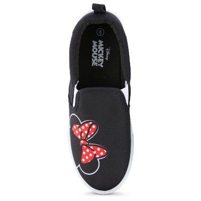 Disney Ladies Mickey and Minnie Shoes - Ladies Slip On Sneakers - Disney Mickey and Minnie Mouse Canvas Slip On Sneakers (Black, 7) — фото 3