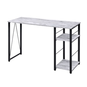 GlasFlength Desks Metal Frame Rustic Computer Desk Gaming Desk Home Office Desk Simple Design for Small Spaces, Gray, 47.5"*19.5"*28.5" - 1 of 4