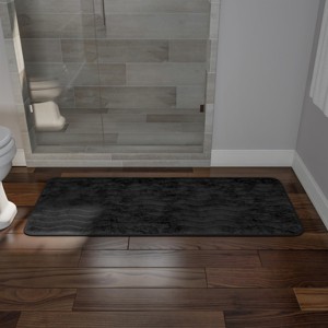 Hastings Home Memory Foam Bathroom Mat With Nonslip Backing - 59" x 24", Black - 1 of 4