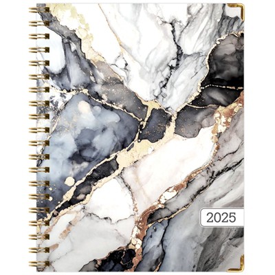 Global Printed Products Hardcover CY 2025 Fashion Planner - 8.5"x11" (Black Gold Marble)