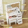 USIKEY Makeup Vanity with 12 Lights, Vanity Desk with Power Outlet, 5 Drawers, Dressing Vanity Table with Stool for Bedroom - 3 of 4