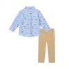 Andy & Evan  Kids  Lt Blue Chambray Racecar Buttondown & Cognac Pant Set - 3 of 4