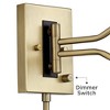 Barnes and Ivy Eleganta Swing Arm Wall Lamp with Cord Cover Brushed Satin Brass Plug-in Light Fixture White Linen Empire Shade for Bedroom Living Room - 3 of 4