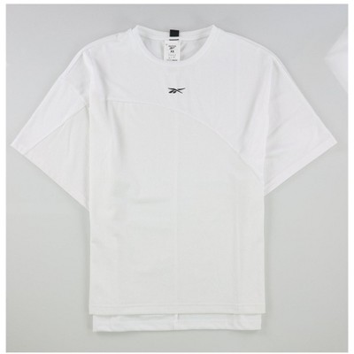 Reebok Womens Fabric Mix Basic T-Shirt, White, X-Small
