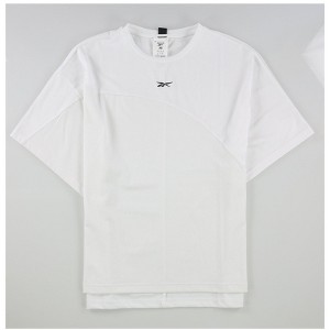 Reebok Womens Fabric Mix Basic T-Shirt, White, X-Small - 1 of 2