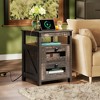 Nightstand with Charging Station, 2-Drawer End Table for Bedroom and Living Room, Farmhouse Side Table with USB Ports and Outlets, Dark Rustic Oak - 3 of 4