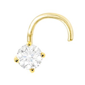 Jewelry Avalanche 22G 14K Gold Nose Screw Nose Stud with Moissanite - 1 of 4