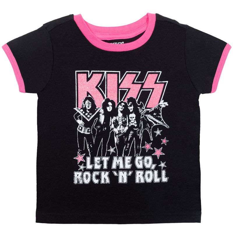 KISS Rock Band Little Girls 2 Pack Ringer Raglan Graphic T-Shirt Pink/White/Black , 2 of 6