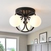 PAKOKULA 11.81 in. 3-Light Black Industrial Semi-Flush Mount Ceiling Light with Frosted Glass Shade - 2 of 4