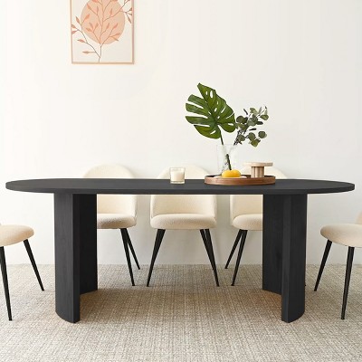 79'' Oval Dining Table Set for 8,Modern Wood Grain Dining Table for Dining Room,Kitchen,Farmhouse-Tanpinhause