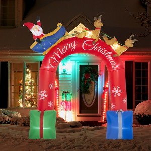 YOOCOZZ Playful Yard Christmas Decor - 9ft Christmas Inflatables Outdoor Decorations Arch with Santa Claus Riding a Sled, Blow-Up LED Xmas Decor - 1 of 4