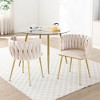 Dexmalle Set of 2 Velvet Dining Chairs,Golden Metal Legs,Beige - 2 of 4