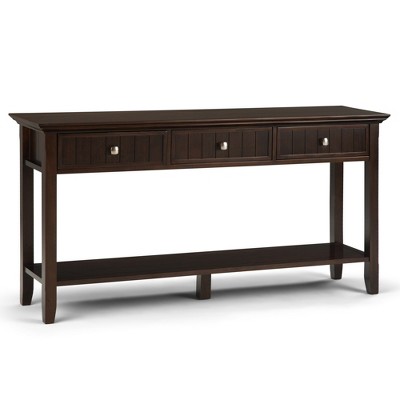 Solid Wood Wide Freestanding Console Table with 3 Drawers, Spacious Open Shelf and Multipurpose Design