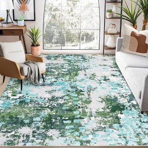 COZONY Washable Modern Abstract Runner Rug with Non-Slip Backing, Boho Chic Watercolor Design Low Pile Carpet for Hallway and Bedroom - 1 of 4