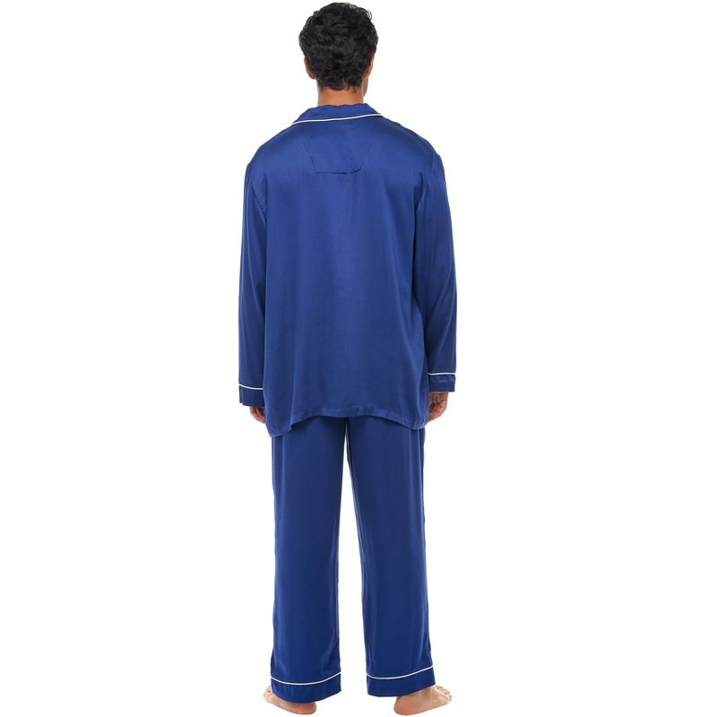 Lightweight Long Sleeve Pajamas Lounge Set, Button Up Shirt, Pants with Pockets, PJs for Men, 2 of 4