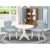 3-Piece Linen White Finish Solid Wood Top - Button Tufted Dining Room Set - Seats 4 - 2 of 4