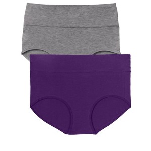 Comfort Choice Women's Plus Size Cotton Spandex Comfort Waist Brief 2-Pack - 1 of 4