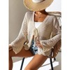Womens Crochet Lace Cardigan Front Tie Lightweight Cover Ups Long Sleeve Hollow Out Cardigan Beach Cover Ups Crochet Tops for Summer - 4 of 4