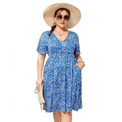 LXT-Plus Size Summer Dress Women's  A-Line Swing Floral Party Midi Dresses