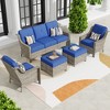 XIZZI 5 Pieces Wicker Furniture, Outside Conversation Set, 3-Seat Sofa with Cushion, High Back Rattan Chairs and Ottomans for Garden Backyard - 3 of 4