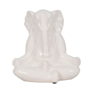 Sagebrook Home 7" Ceramic Yoga Elephant Sculpture - Contemporary White Table Decor For Home, Office, Yoga Studio, Spa - Yoga Lover Gift Idea - 1 of 4