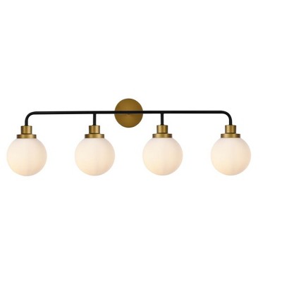 Elegant Lighting Hanson 4 lights bath sconce in black with brass with frosted shade