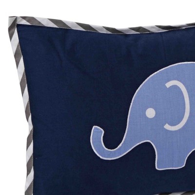 Blue and Gray Cotton Elephant Throw Pillow 12 x 16