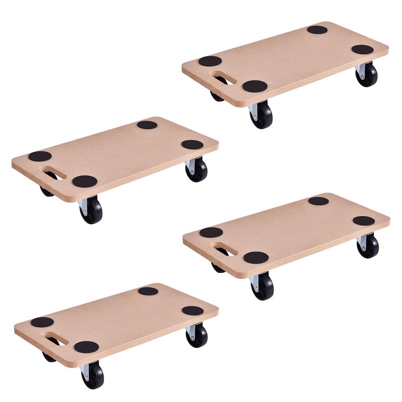 Costway 4pc 440lbs Platform Dolly Rectangle Wood Utility Cart Wheeled Moving Transporter, 1 of 11