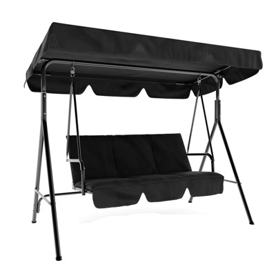 3 Person Patio Swing Chair, Outdoor Swing Canopy for Porch, Convertible Canopy Hanging Swing Glider Lounge Chair, Patio Swing Chair Adjustable Shade