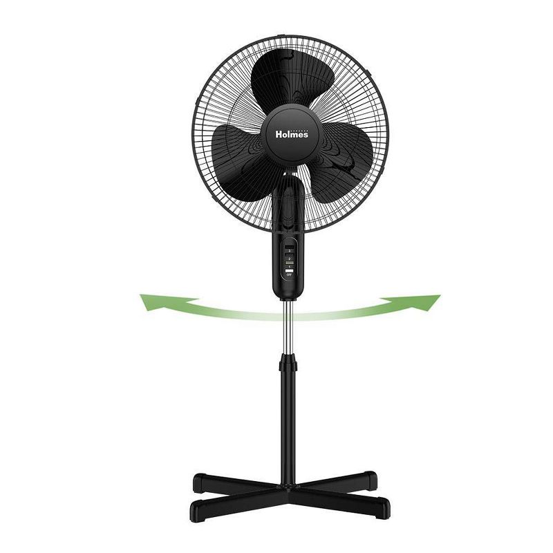 Holmes 16&#34; Oscillating 3 Speed Manual Stand Fan Black, 4 of 9