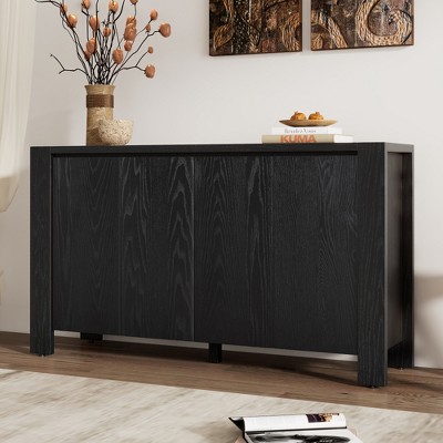 Lycvki Wood Buffet Cabinet with 4-Door Storage and Adjustable Shelves