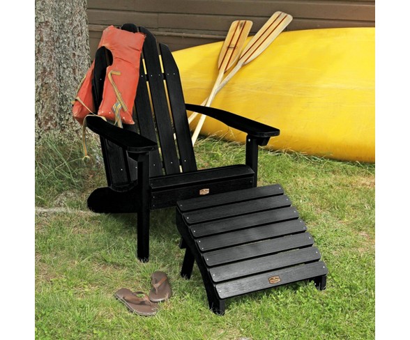 Mountain Bluff Essential Patio Adirondack Chair with Ottoman - Black - Elk Outdoors
