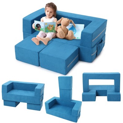 GustoWave 3Pcs Modular Kids Sofa, Toddler Couch Modular Kids Couch, Convertible Foam Sofa Play Set with Removable Cover