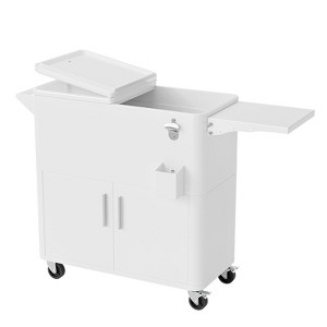 Karl Home80 Qt Patio Cooler Cart With Cabinet And Foldable Side Table - 1 of 4
