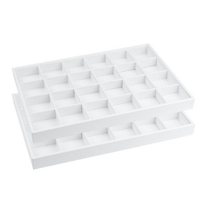 Unique Bargains Stackable PU Leather White Jewelry Trays with Removable Dividers Set of 2 - 1 of 4