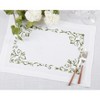 Saro Lifestyle Scroll Table Mats with Floral Embroidery(Set of 4), Green - 4 of 4