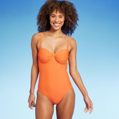 Totême seam-detail swimsuit - Orange