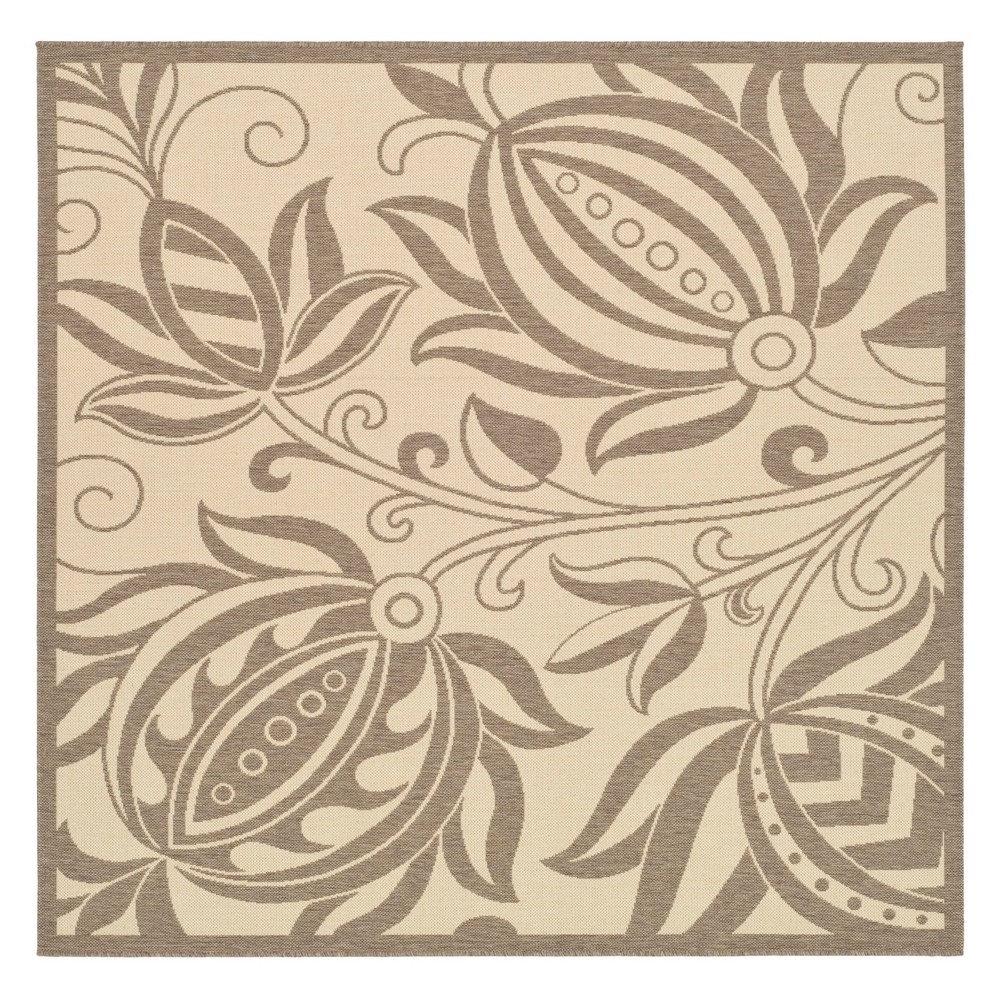 6'7inX6'7in Square Gori Outdoor Patio Rug Natural/Brown - Safavieh