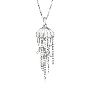 Ross-Simons Sterling Silver Jellyfish Pendant Necklace Size 18 - 1 of 3