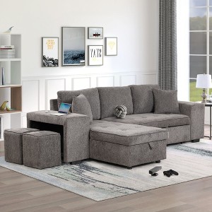 NicBex Sectional Sofa with Storage Chaise & 2 Stools L Shaped Modular Sofa for Living Room & Apartment - 1 of 4