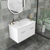 KWPZQEB Modern Wall-Mounted Bathroom Vanity with Sink Combo, Floating Cabinet with Double Doors & Long Metal Handles for Small Space, White - 3 of 4