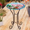 LuxenHome Hummingbird Floral Glass Birdbath with Metal Stand Multicolored - 4 of 4