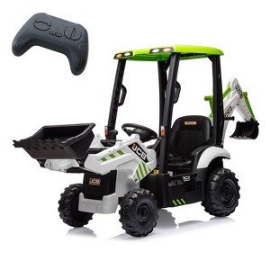 4 in 1 JCB Ride On Excavator, 12V Kids Excavator Ride On Toy with Remote Control & Front Loader & Digger - 1 of 4